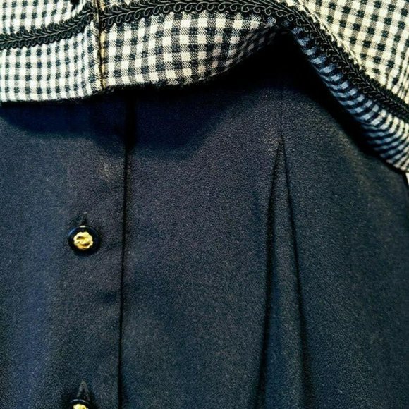 Vintage Olivia Rose Womens 12P Checkered Button Top Black Dress - Picture 5 of 7